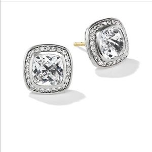 Rare David Yurman White Topaz/Diamond earrings 11mm gold post